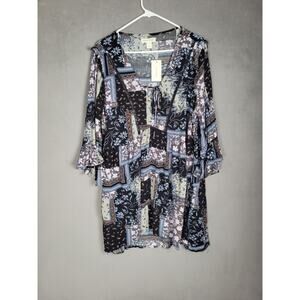 Aveology Women's Plus Size Tunic Dress Jocelyn Folk Patch Size 16